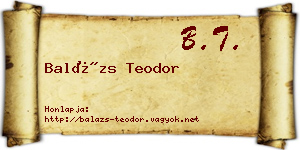Balázs Teodor névjegykártya